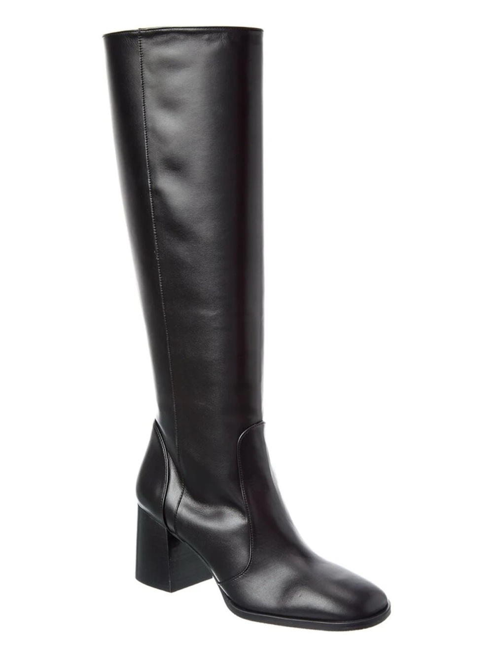 New Stuart Weitzman Nola Zip Leather Knee-High Boot Black Sz 8.5